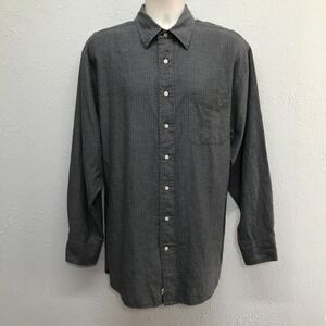 Daniel Cremieux Button Shirt Mens L Gray Striped Long Sleeve Fine Italian Fabric